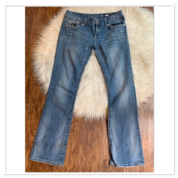 Miss Me Bootcut Bling Studd Jeans Blue Black Silver Style JP5002-29 Size 33 - Picture 2 of 14